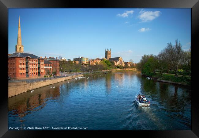 River Severn by Worcester Cathedral Framed Print by Chris Rose