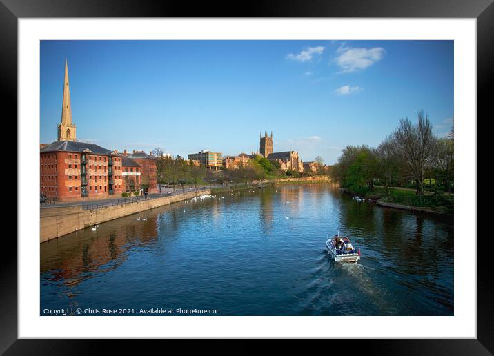 River Severn by Worcester Cathedral Framed Mounted Print by Chris Rose