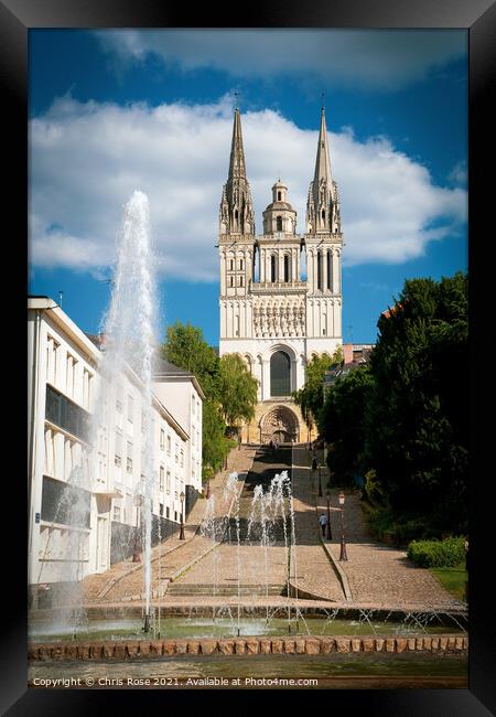 Angers, Cathedral St Maurice and fountain Framed Print by Chris Rose