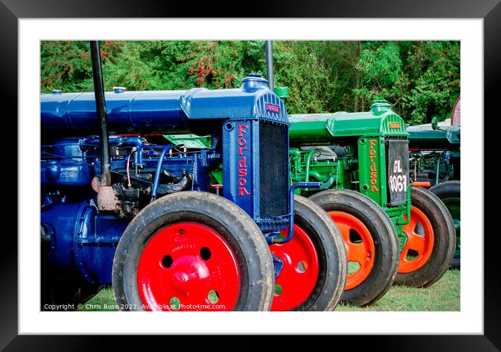 Veteran Fordson tractors Framed Mounted Print by Chris Rose