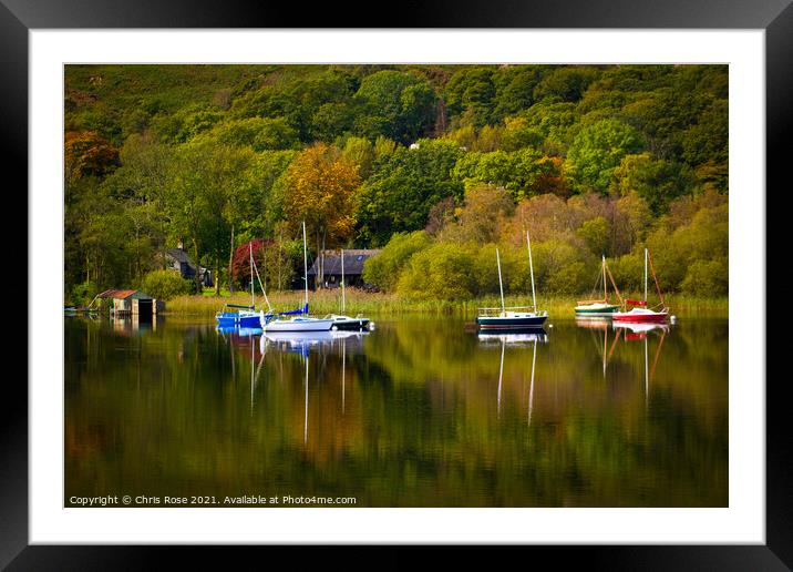 Coniston Water on a tranquil early autumn morning Framed Mounted Print by Chris Rose