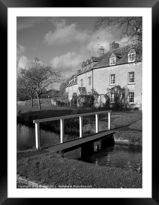 Lower Slaughter, idyllic riverside cottages Framed Mounted Print by Chris Rose