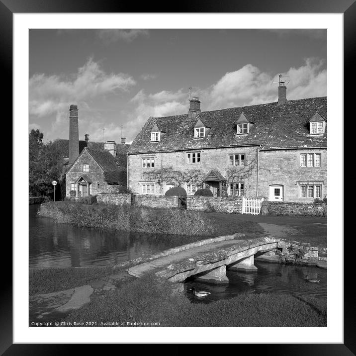 Lower Slaughter, idyllic riverside cottages Framed Mounted Print by Chris Rose