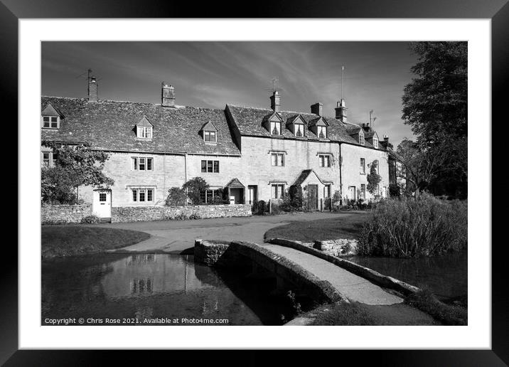 Lower Slaughter, idyllic riverside cottages Framed Mounted Print by Chris Rose