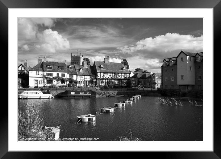 Tewkesbury, idyllic riverside cottages Framed Mounted Print by Chris Rose