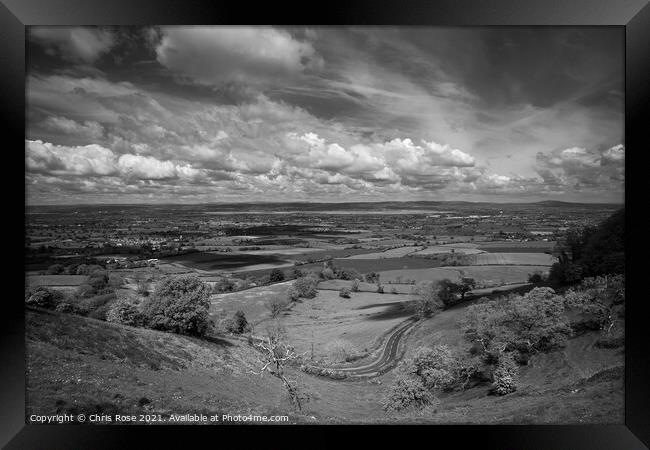 Coaley Peak Viewpoint, winding road Framed Print by Chris Rose