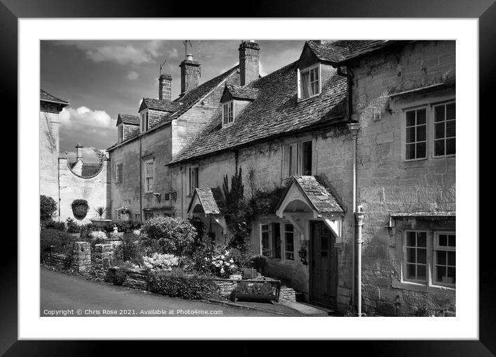 Painswick, Cotswold cottages Framed Mounted Print by Chris Rose