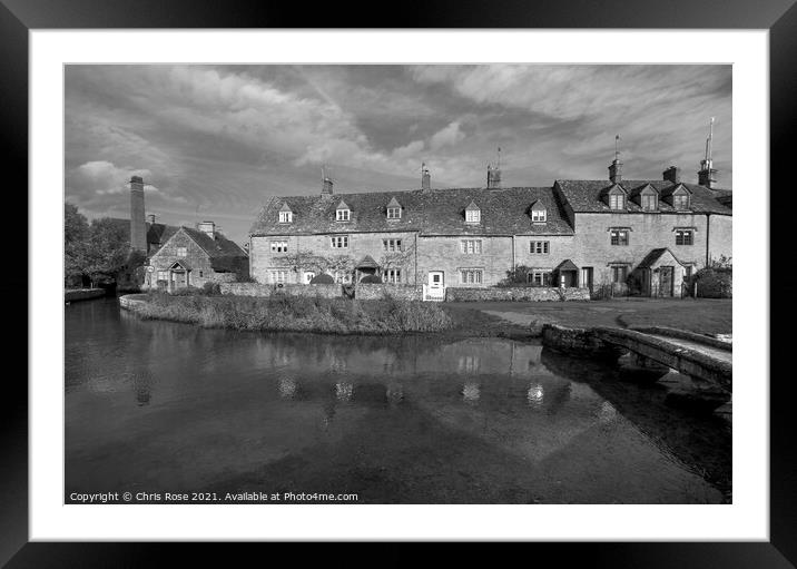 Lower Slaughter, idyllic riverside cottages Framed Mounted Print by Chris Rose