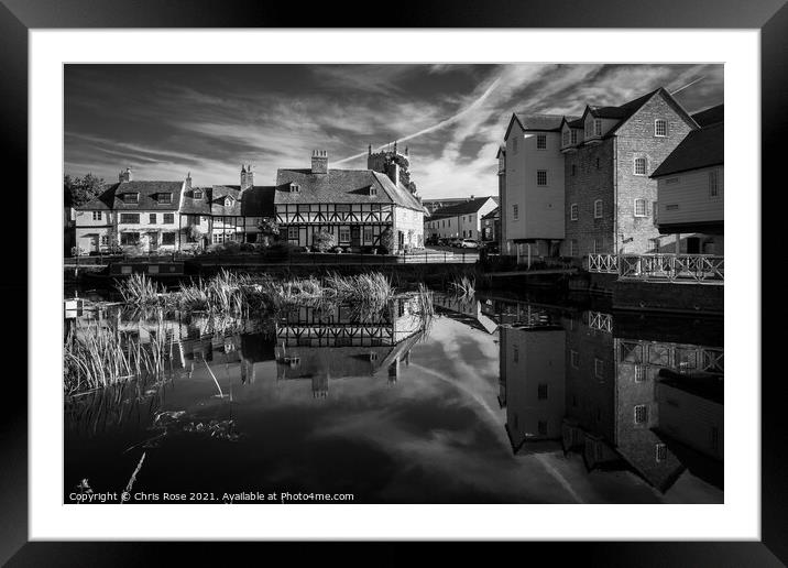 Cottages and Abbey Mill in Tewkesbury Framed Mounted Print by Chris Rose