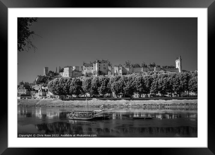 Chinon on the River Vienne Framed Mounted Print by Chris Rose