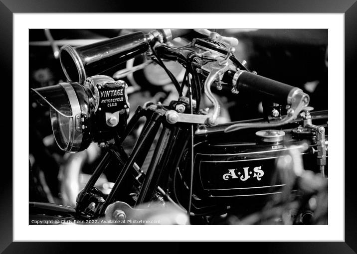 AJS motorcycle detail Framed Mounted Print by Chris Rose