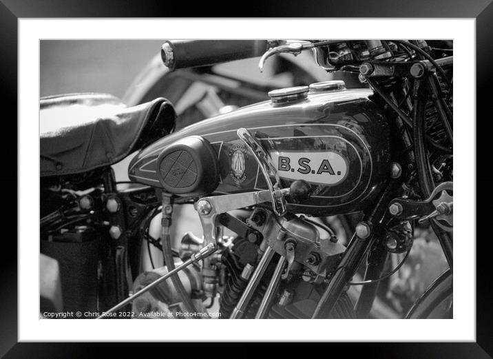 BSA motorcycle detail Framed Mounted Print by Chris Rose