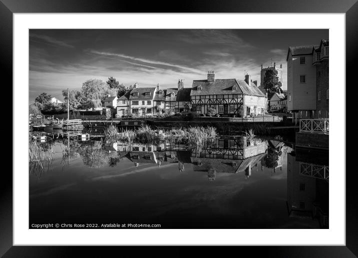 Tewkesbury, idyllic riverside cottages Framed Mounted Print by Chris Rose