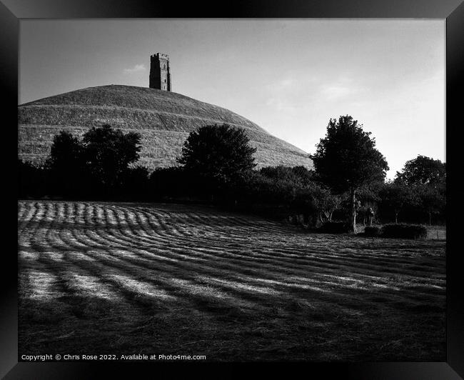 Glastonbury Tor, harvest time Framed Print by Chris Rose