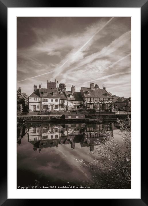 Tewkesbury cottages by the river Framed Mounted Print by Chris Rose