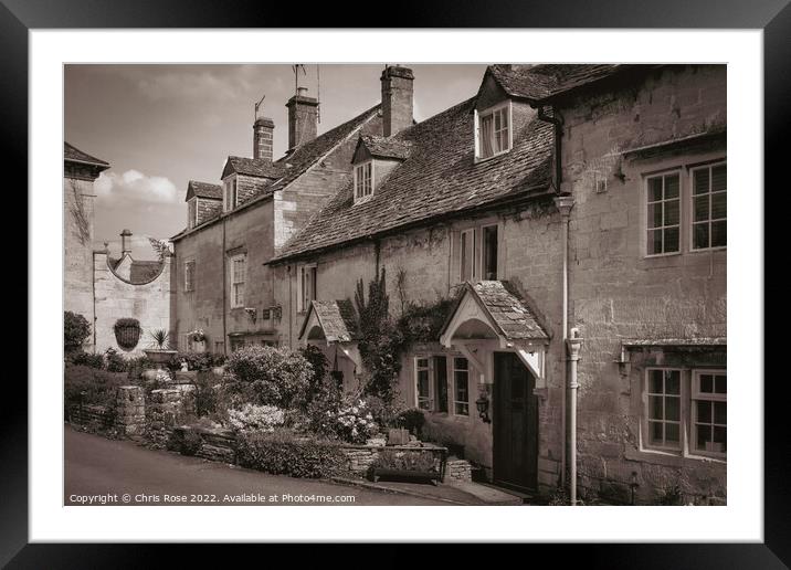 Painswick cotswold cottages Framed Mounted Print by Chris Rose