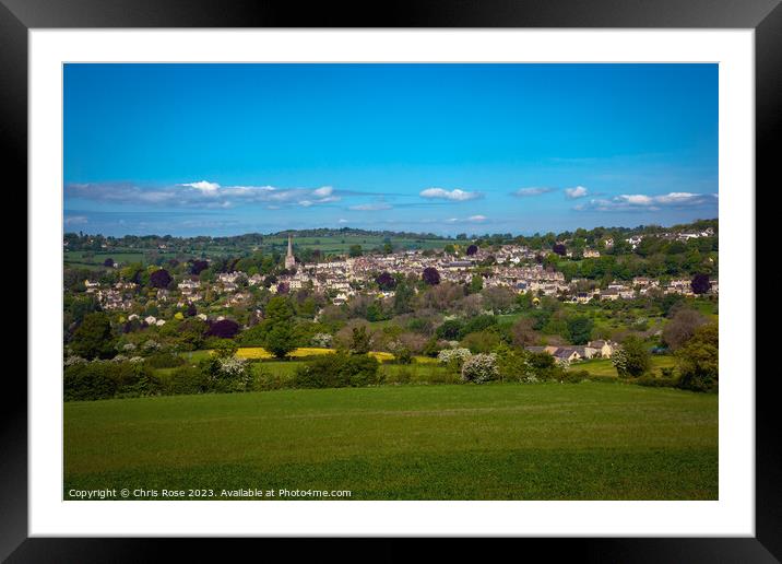 Painswick in the Cotwolds countryside Framed Mounted Print by Chris Rose