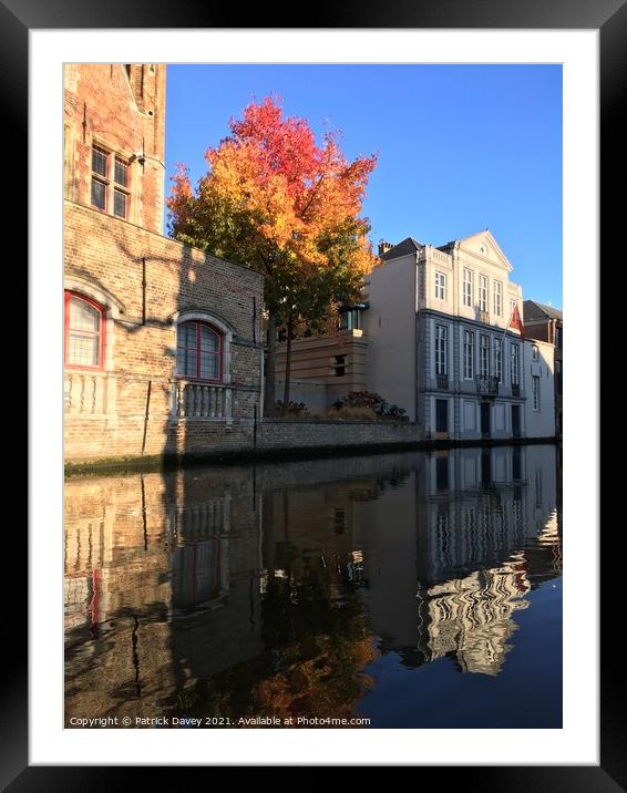 Bruges canal in light and shadow Framed Mounted Print by Patrick Davey