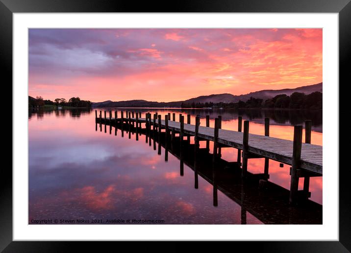 Serene Sunset Reflected on Coniston Water Framed Mounted Print by Steven Nokes