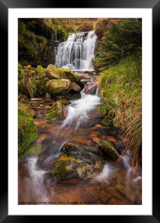 Majestic Waterfall in Kinder Scout Framed Mounted Print by Steven Nokes