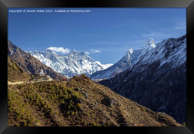 Majestic Bhuddist Monument at Mount Everest Framed Print by Steven Nokes