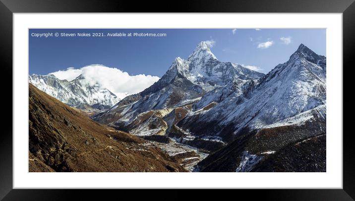 Majestic Ama Dablam Panoramic Framed Mounted Print by Steven Nokes