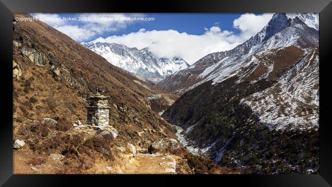 The Khumbu river, Mount Everest, Himalayas, Nepal Framed Print by Steven Nokes