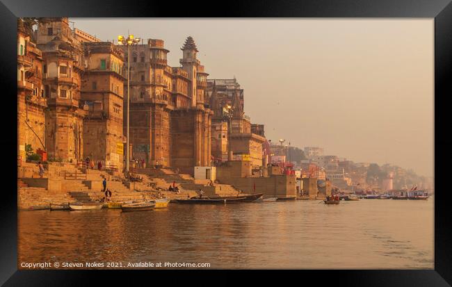 Majestic Sunrise over the River Ganges Framed Print by Steven Nokes