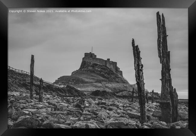 Majestic Lindisfarne Castle Standing Tall Framed Print by Steven Nokes