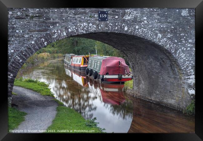 Autumnal Beauty on Monmouthshire Brecon Canal Framed Print by Steven Nokes