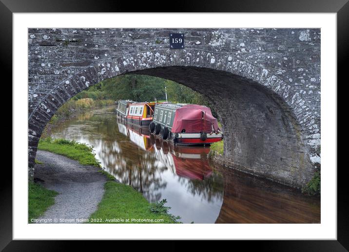 Autumnal Beauty on Monmouthshire Brecon Canal Framed Mounted Print by Steven Nokes