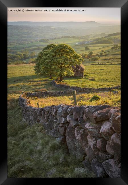 Serene Sunset at Roach End Barn Framed Print by Steven Nokes