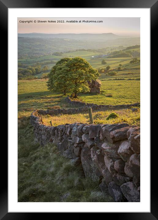 Serene Sunset at Roach End Barn Framed Mounted Print by Steven Nokes