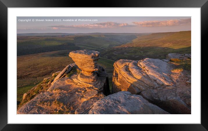 Majestic Summer Sunset on Kinder Scout Framed Mounted Print by Steven Nokes