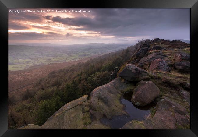 Tranquil Sunset at The Roaches Framed Print by Steven Nokes
