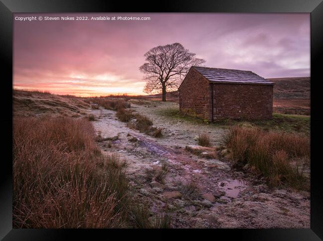 Majestic Sunrise at Wildboarclough Barn Framed Print by Steven Nokes