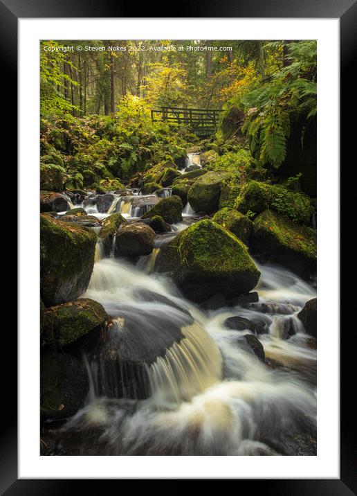 Tranquil Waterfall in Stunning Peak District Framed Mounted Print by Steven Nokes