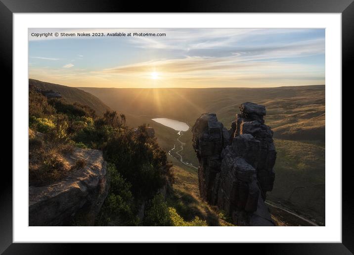 Tranquil Sunset Over Saddleworth Moor Framed Mounted Print by Steven Nokes