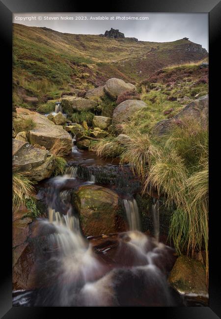 Majestic Crowden Clough Waterfall Framed Print by Steven Nokes