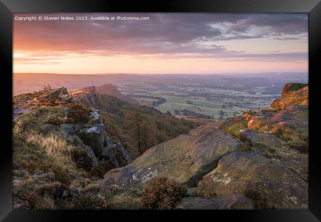 Golden Sunrise over the Roaches Framed Print by Steven Nokes