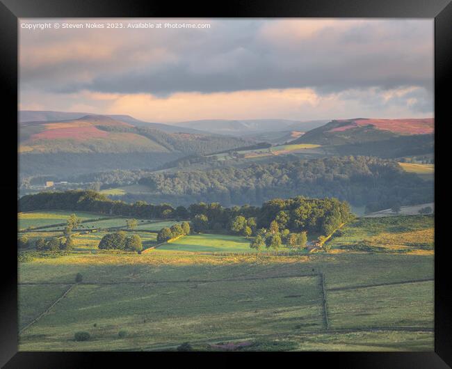 Bamford Edge & Win Hill in Summer, Peak District, Derbyshire, UK Framed Print by Steven Nokes