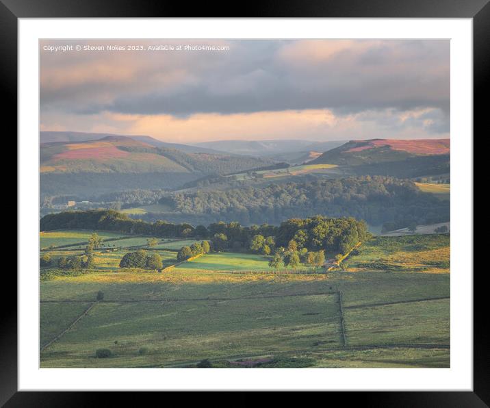 Bamford Edge & Win Hill in Summer, Peak District, Derbyshire, UK Framed Mounted Print by Steven Nokes