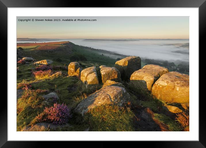 Sunrise at Curbar Edge, Peak District, Derbyshire, UK Framed Mounted Print by Steven Nokes