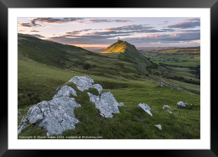 Tranquil Sunrise at Chrome Hill, Peak District, De Framed Mounted Print by Steven Nokes