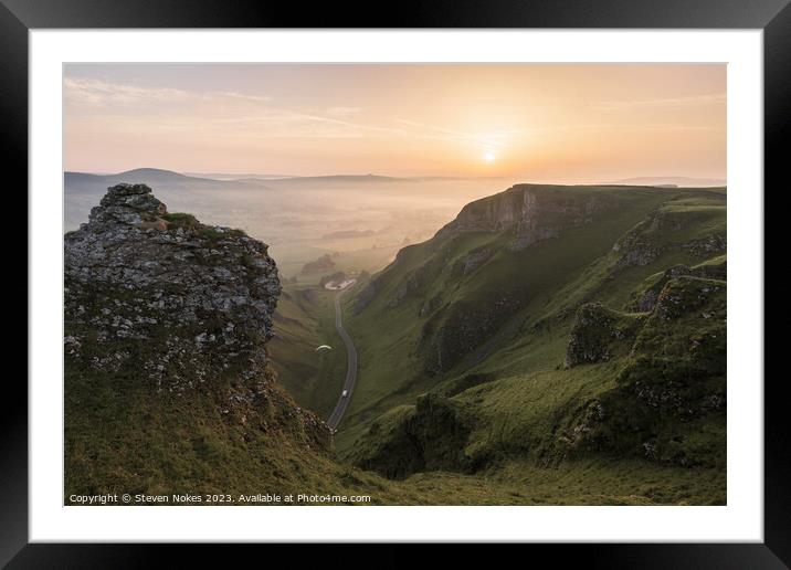 Misty Winnats Pass Sunrise Framed Mounted Print by Steven Nokes