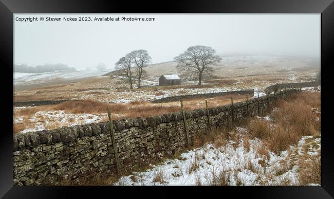 Wintery scene at Wildboarclough, Cheshire, UK Framed Print by Steven Nokes