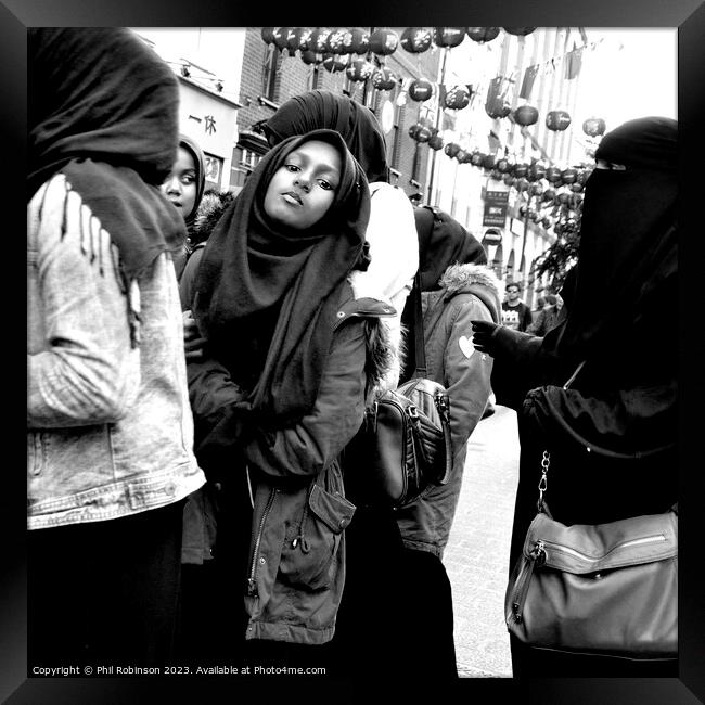 Muslim girls - Chinatown Framed Print by Phil Robinson