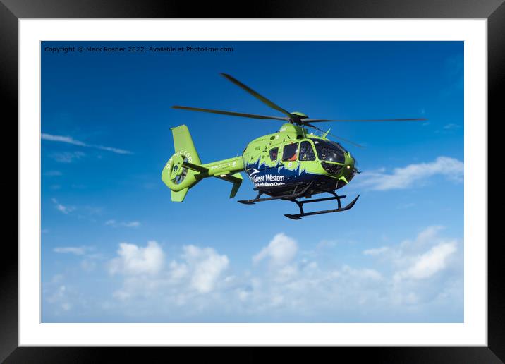 GWAAC Air Ambulance in Action Framed Mounted Print by Mark Rosher