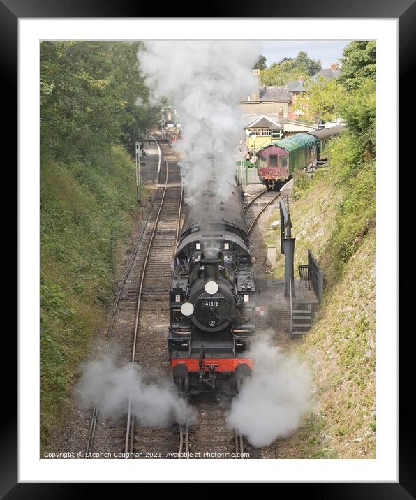 Engine 41312 pulls away from Alresford Station Framed Mounted Print by Stephen Coughlan