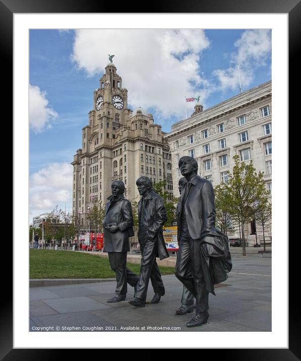 The Beatles & Liver Building Framed Mounted Print by Stephen Coughlan
